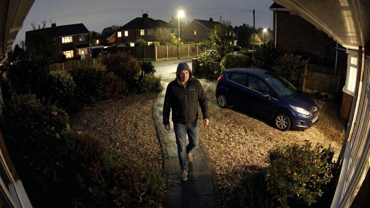 Simulated footage from a new full-colour CCTV camera: clear and sharp at night