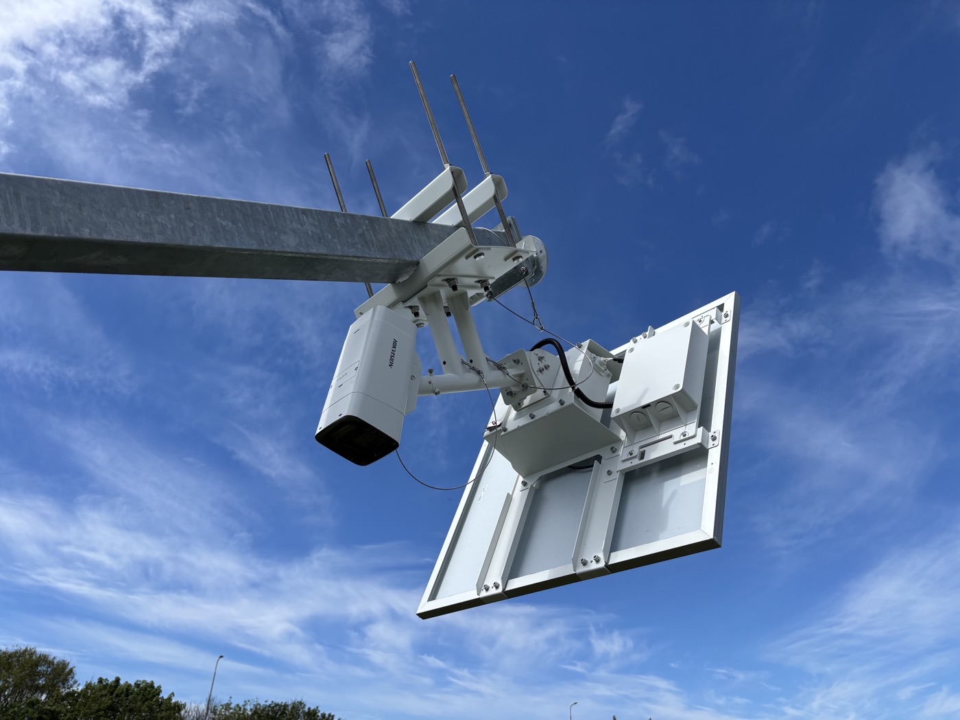 Solar-powered commercial CCTV tower installed by L Wilson Digital & Security