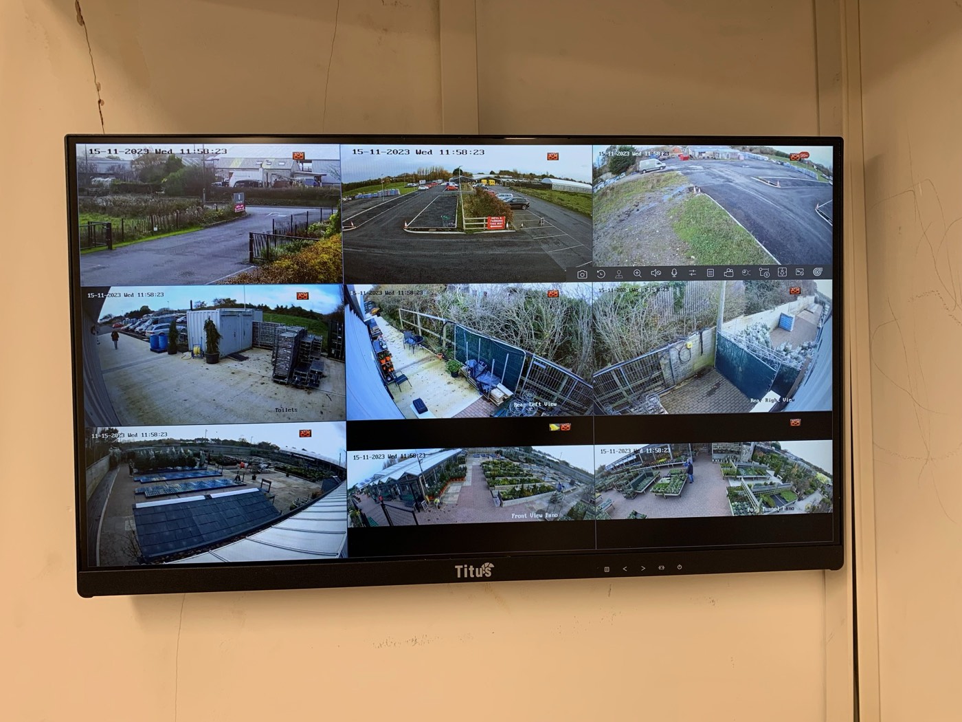 Live multi-camera CCTV monitoring an outdoor commercial site